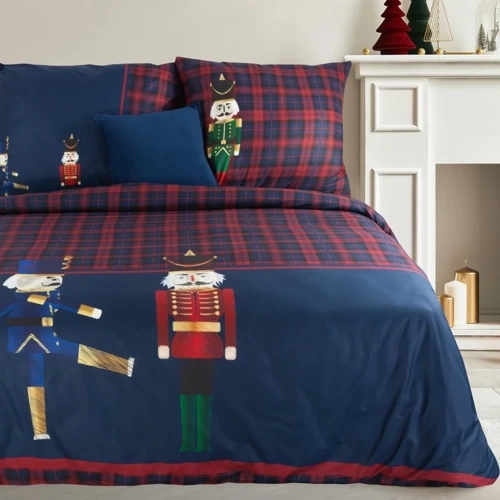 Peter Pościel świąteczna satynowa dziadek do orzechów Eurofirany granatowy