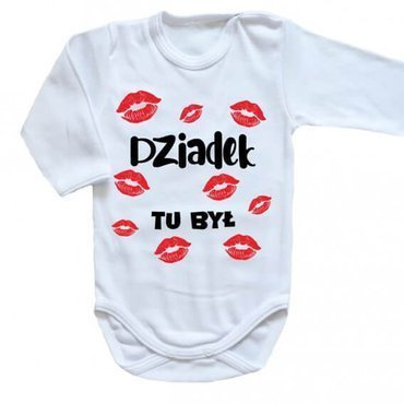 "DZIADEK tu był" Moocha body długi rękaw biały