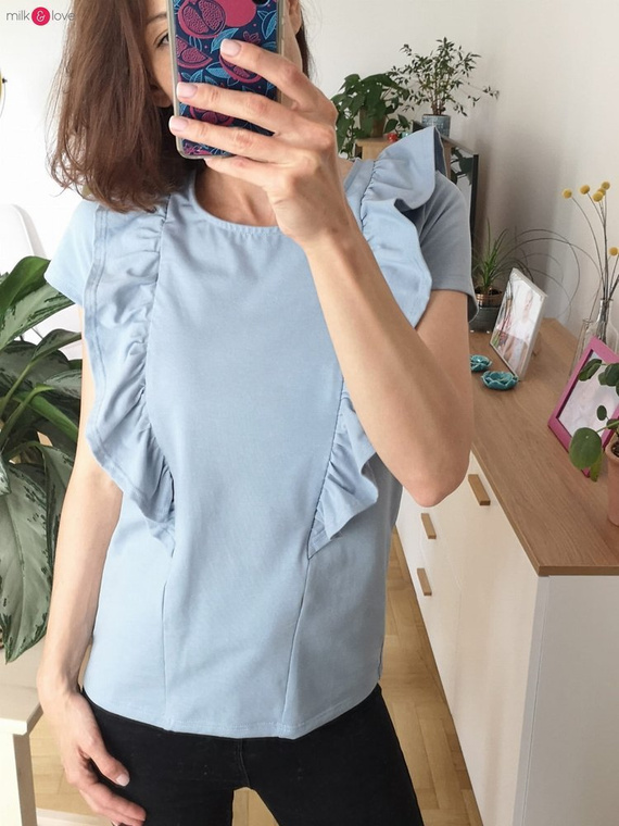 Milky Waves Milk&Love Bluzka do karmienia z krótkim rękawem dusty blue