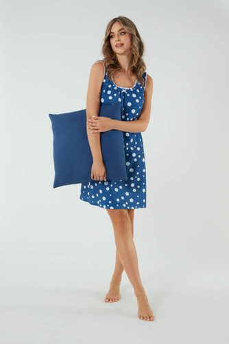 Raba koszula nocna i do karmienia, szerokie ramiączko Italian Fashion - druk niebieski