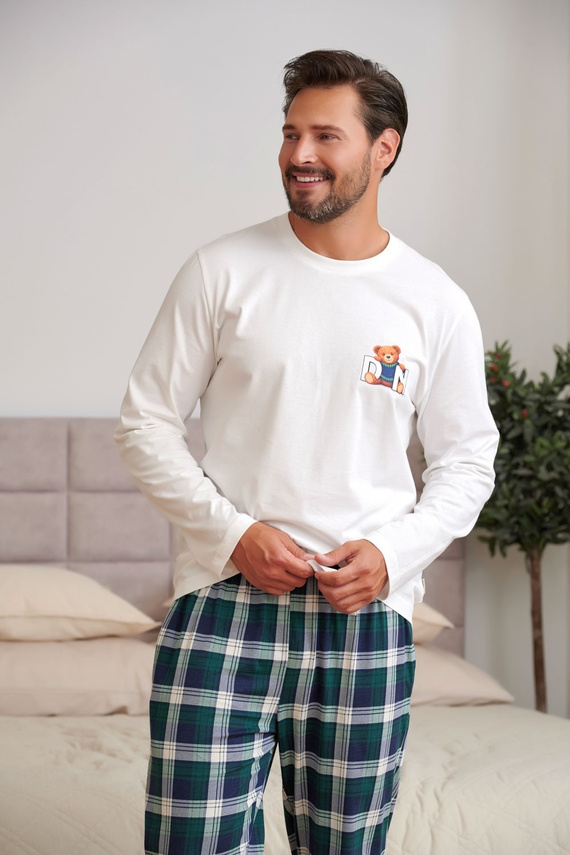 Piżama Męska Doctor Nap 7514 Teddy 100% Bawełna Długi Rękaw Spodnie