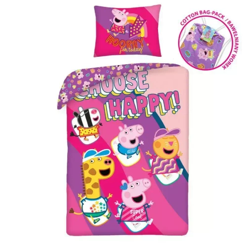 PE-3262BL Świnka Peppa Pościel + worek Halantex różowy