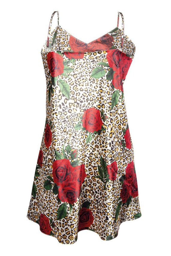 DK-HK Flowers Halka satynowa koszulka damska DKaren - 6 ecru