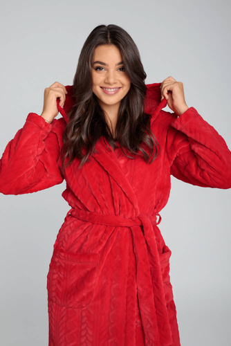 Zala Szlafrok damski polarowy Italian Fashion - czerwony