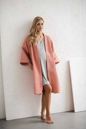 Moon wiskozowa koszula nocna ciążowa i do karmienia Milk&Love jasny szary melanż