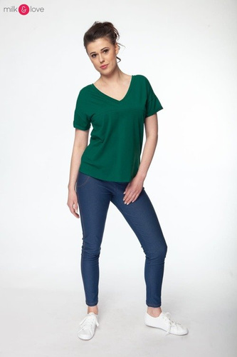 Bluzka ciążowa i do karmienia M-Shirt V-neck Milk&Love butelkowa zieleń