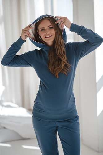 Milk Please Bluza ciążowa i do karmienia  Jeans Blue z kapturem – Milk&Love, polska produkcja