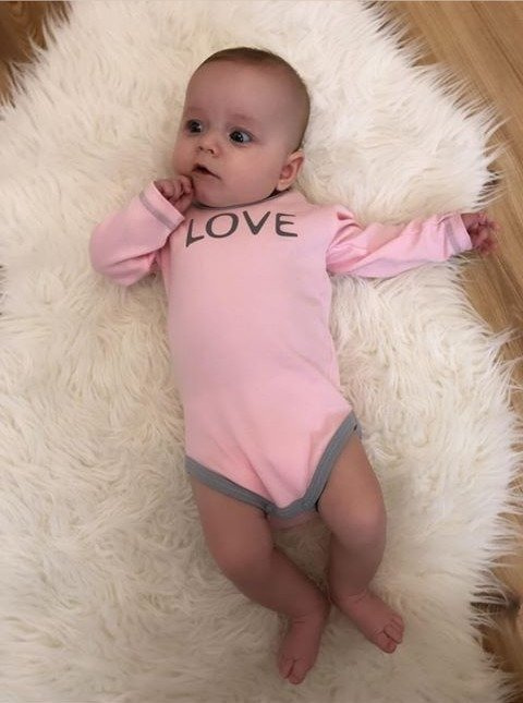 "Love" Body z długim rękawem Terjan - biały