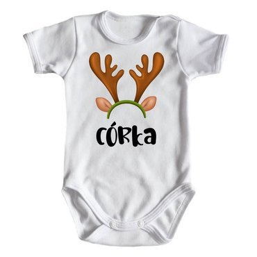 "Córka" Moocha Body świąteczne krótki rękaw do zestawu MAMA TATA CÓRKA biały