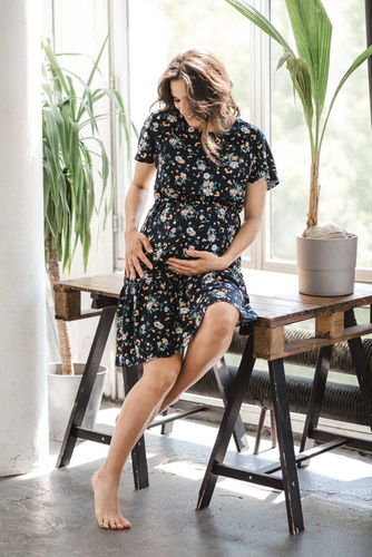 Lovely Dress Milk&Love sukienka ciążowa i do karmienia granatowa w rumianki