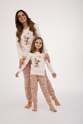 594/193 592/193 Piżama dziewczęca Sweet Dog Cornette ecru– bawełna, długi rękaw