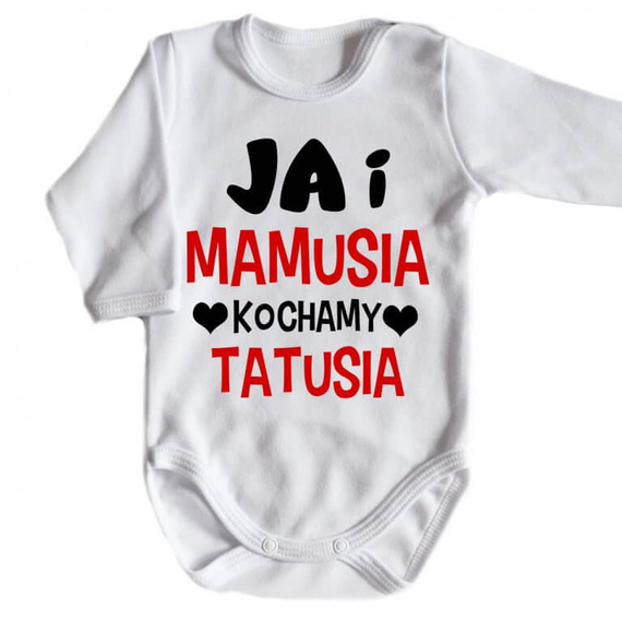 "JA i mamusia kochamy tatusia" Moocha body długi rękaw czerwony