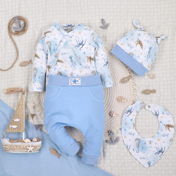 ABK-0043 Komplet niemowlęcy SEA OF JOY NINI bawełna organiczna OEKO-TEX delikatny PL