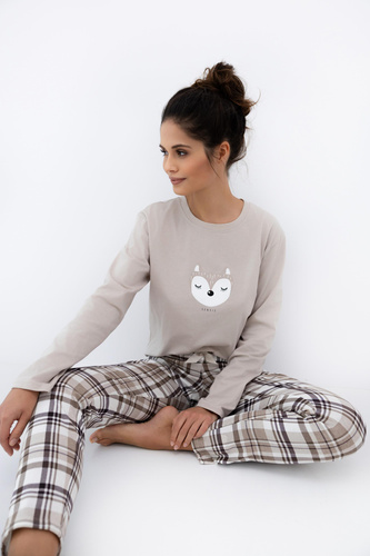 Tinsley Piżama damska Sensis – bawełniana, długa, w kratkę