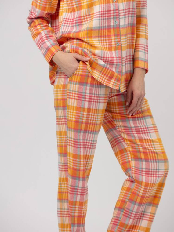 LNS 473 Flanela Bawełniana Piżama Damska Key - morelowy