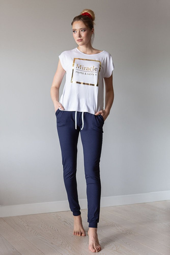 204 Spodnie Dresowe Ciążowe MIRACLE- granatowy