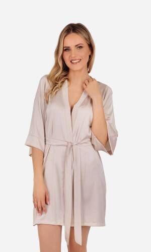 Liza Szlafrok damski satynowy ByShelly - beżowy