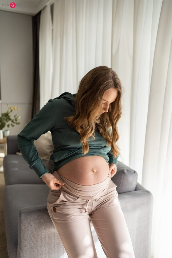 Spodnie Milk&Love dresowe ciążowe morska zieleń