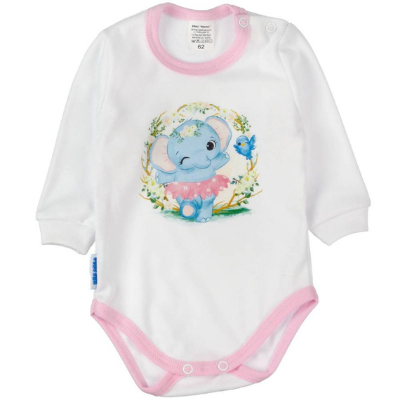 Wesoły Słonik Martex Body niemowlęce długi rękaw biały