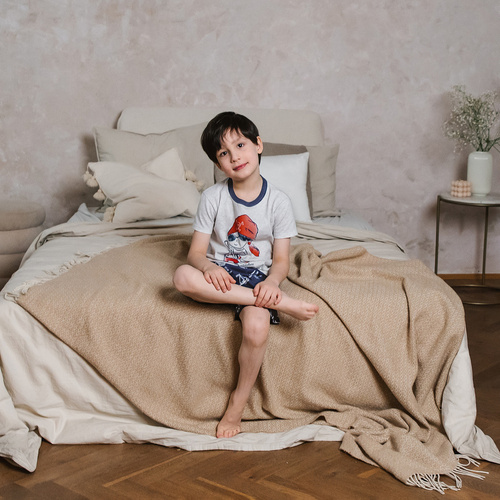 Piżama chłopięca krótki rękaw, spodnie Italian Fashion Kastos - jasny melanż