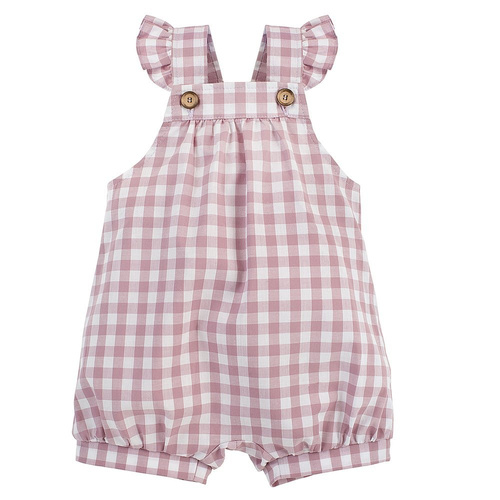 Sweet Cherry Pinokio Ogrodniczki dla dziewczynki - różowy kratka 