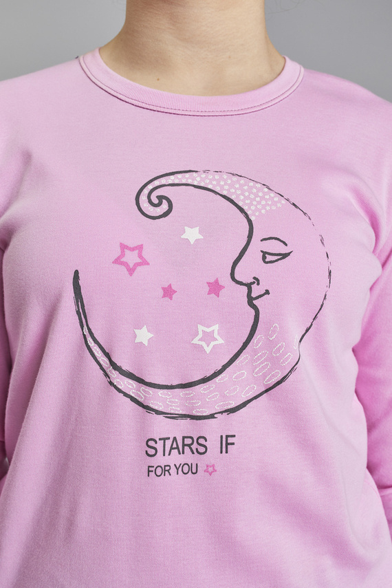 Piżama dziewczęca długi rękaw, spodnie Italian Fashion Antilia - róż/druk