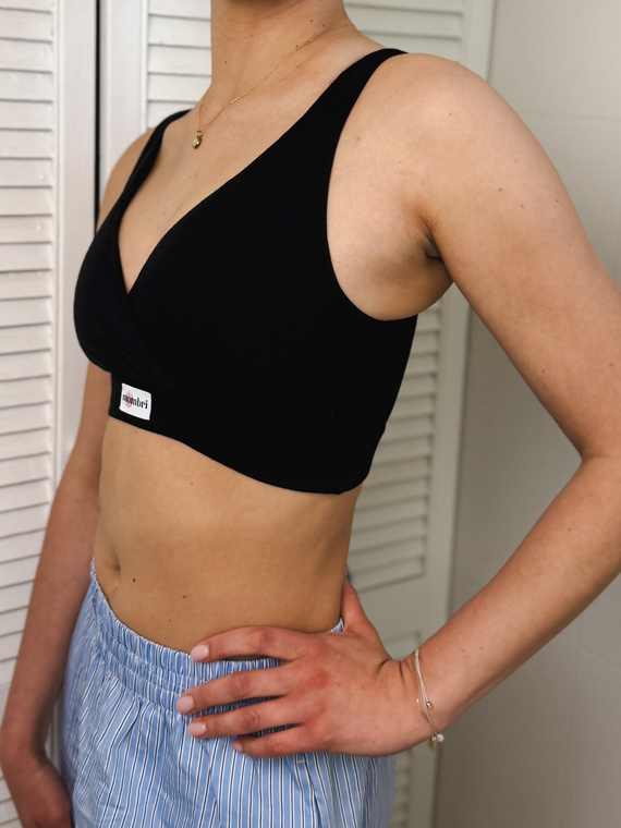 Mombri Klasyk Milk&Love nieprzemakalny biustonosz do karmienia czarny