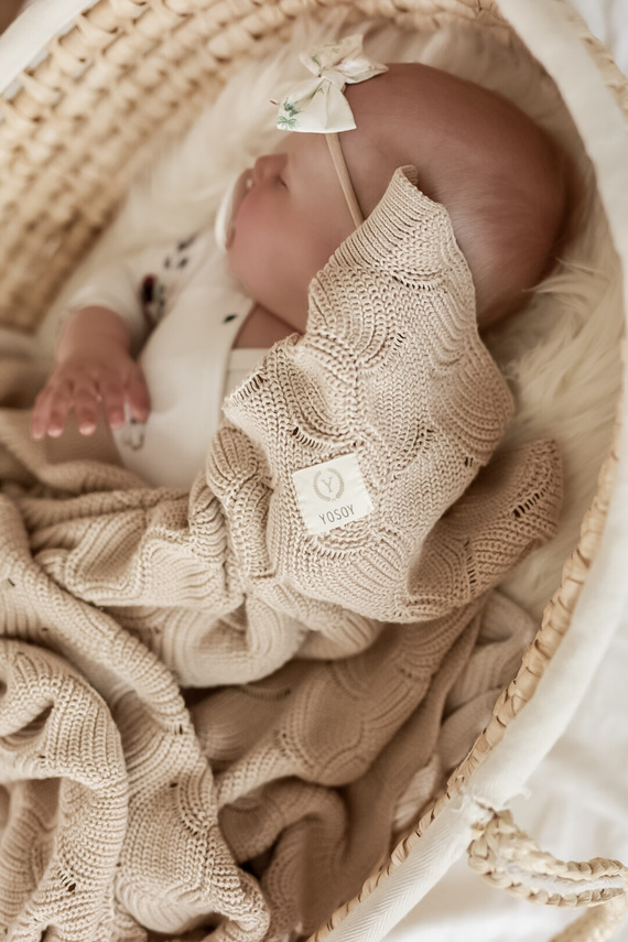 Ażurowy kocyk WAVES eco cotton Yosoy Cappuccino