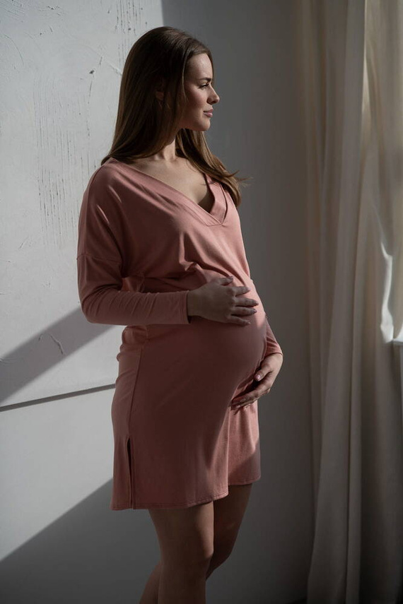 Moon bambusowa koszula nocna ciążowa i do karmienia długi rękaw Milk&Love herbal rose