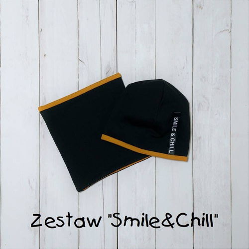 Zestaw Smile&Chill Bambarillo czapka + komin czarny
