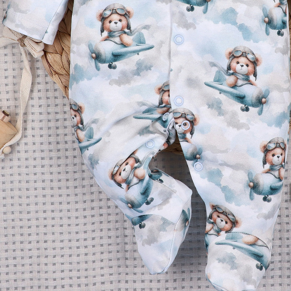 NINI BABY BEAR PILOT pajac niemowlęcy bawełna organiczna ABN-5747/PIL