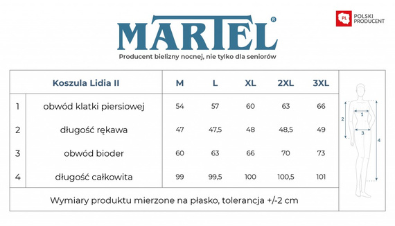 Koszula nocna Lidia II 270 Martel bawełna listki dekolt V