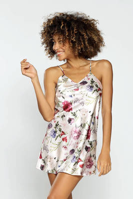 DK-HK Flowers Halka satynowa  koszulka damska DKaren - 5 biały