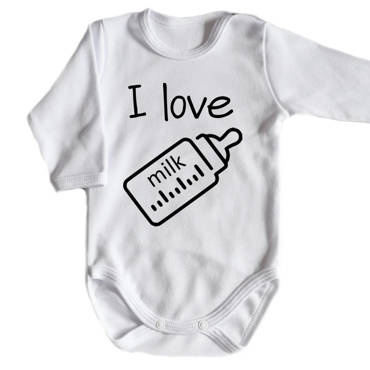 "I love milk" Moocha body długi rękaw biały