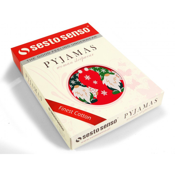 2576 Skrzat Piżama damska świąteczna Sesto Senso czerwony