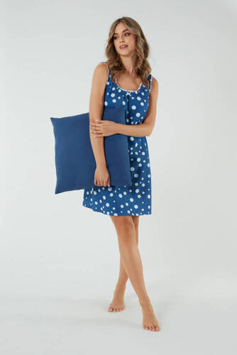 Raba koszula nocna i do karmienia, szerokie ramiączko Italian Fashion - druk niebieski