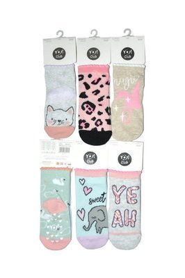 SK-06C A'6   Skarpetki dla dziewczynki  z ozdobnym wzorem YO! mix kolor