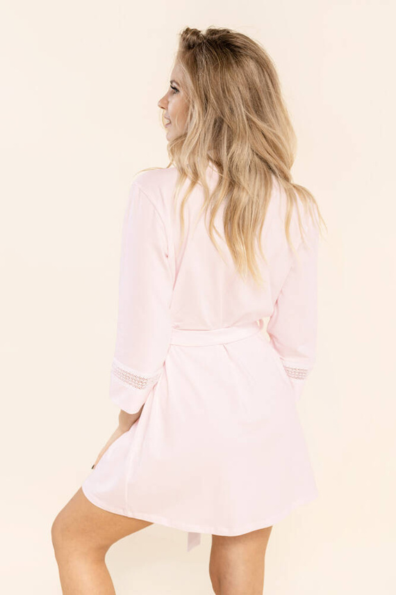 48 Szlafrok damski z koronką Bonamera różowy