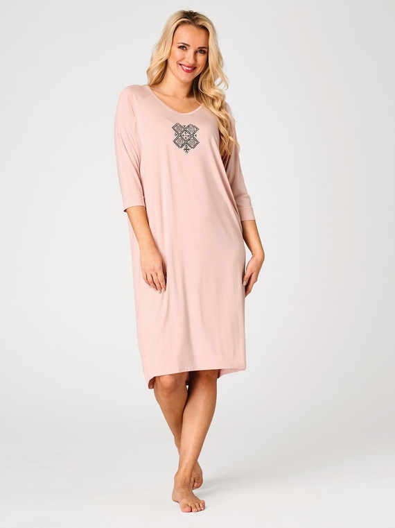 Koszula nocna LND 731 Key morelowa wiskoza 3/4 rękaw V