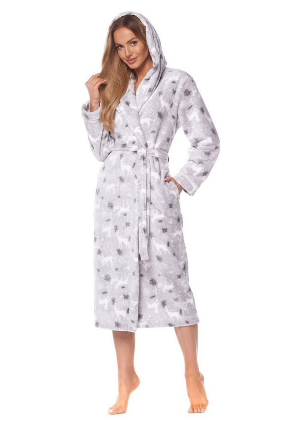 2126 Winter Długi Szlafrok Damski L&L - grafit