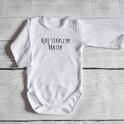 Body długi rękaw "Będę starszym bratem" Moocha czarne