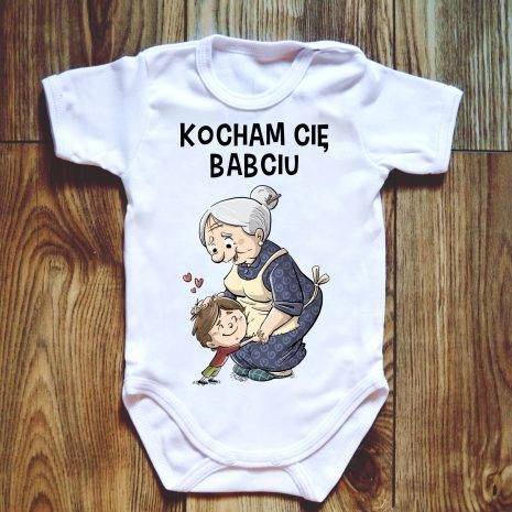 "Kocham Cię Babciu" Moocha body krótki rękaw biały