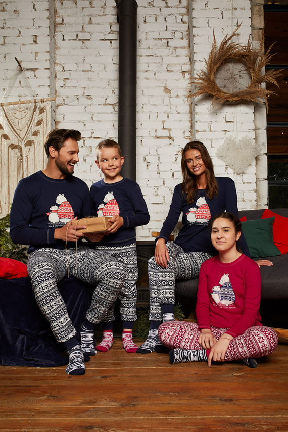 Piżama chłopięca długi rękaw, spodnie Italian Fashion Arktyka - granat