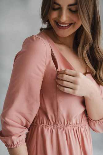 Lovely Dress Midi rękaw 3/4 sukienka ciążowa i do karmienia Milk&Love herbal rose
