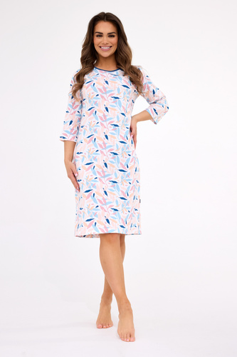 464/457 Hannah 2 Cornette – damska koszula nocna z bawełny, rękaw 3/4, długość do kolan