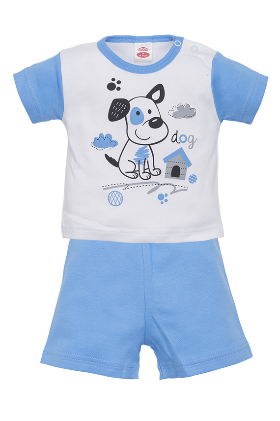 Komplet niemowlęcy letni "PUPPY" Makoma niebieski 