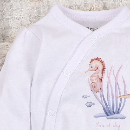 ABN-5472 Underwater World Body kopertowe z długim rękawem Nini biały– bawełna organiczna, dla niemowląt