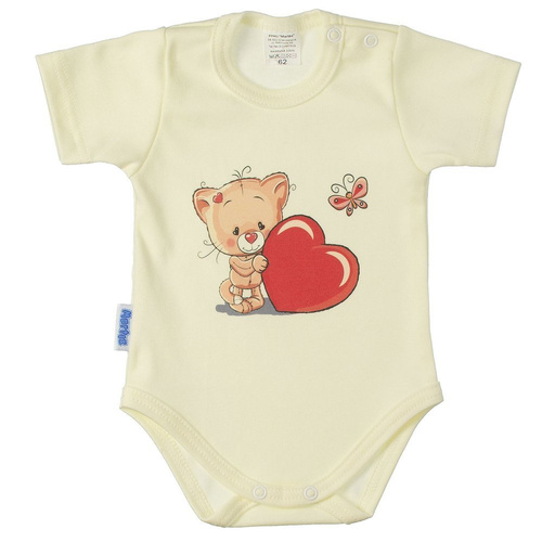 Miś z Serduszkiem Martex body niemowlęce krótki rękaw ecru