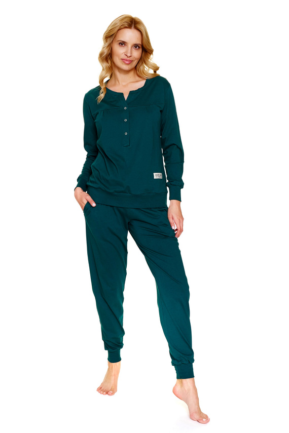 Doctor Nap 4349 – Bawełniana piżama damska rozpinana | Polska produkcja - emerald