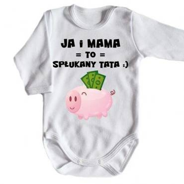 "Ja i MAMA to spłukany TATA" Moocha Body długi rękaw biały